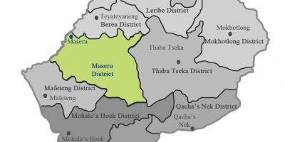 Ramani ya Lesotho kuonyesha wilaya