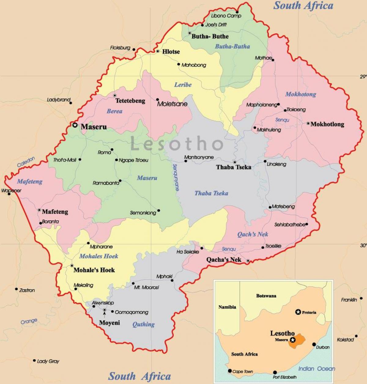 ramani ya Lesotho